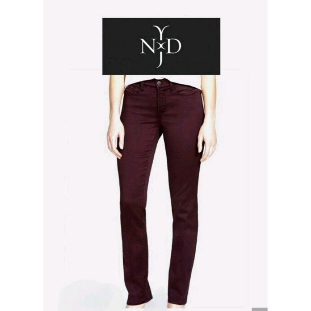 NWT NYDJ Deep Currant Burgundy Zip Pockets Straight Jeans Plus 18W Inseam 31